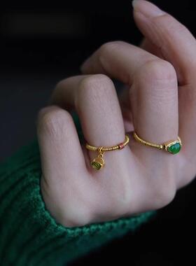 有意思的手工金色圈戒指日进斗素金指环戒圈戒指精致个性轻奢戒指