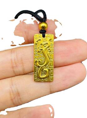 扶摇龙纹黄金色古法气质吊坠男士平安挂坠转运珠男