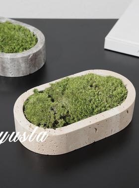 简约大理石仿真盆栽绿植客厅玄关柜样板间办公室书房软装饰品摆件