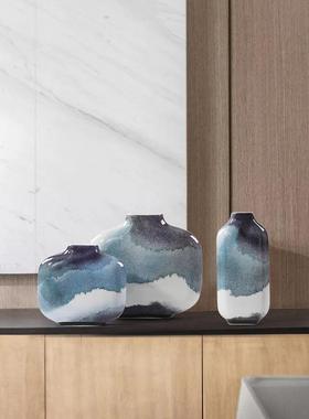 新中式花瓶复古陶瓷客厅玄关日式几何创意花艺插花器装饰餐桌摆件