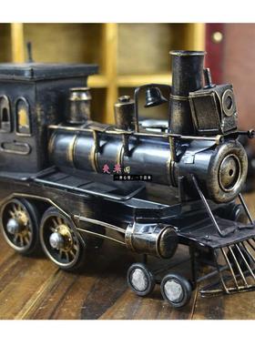 纯手工蒸汽火车头模型复古酒吧经典创意摆件拍摄道具/家居装饰