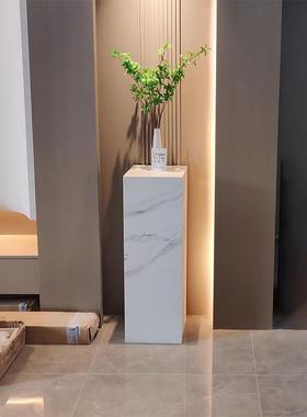 大理石底座岩板增高台客厅落地玄关电视柜旁石墩子雕塑展示台摆台