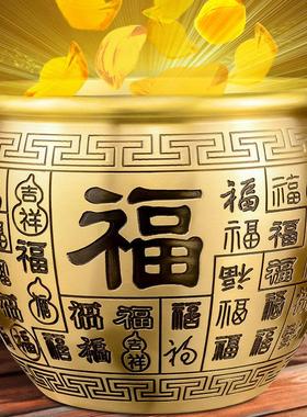 客厅旺宅摆件生意人家里聚财小铜缸客厅财位装饰招财进宝八方来财