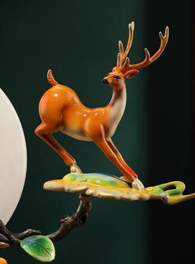 大明铜匠平安扣鹿事事柿柿如意摆件客厅玄关家居装饰乔迁新居礼品