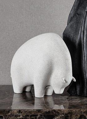 中式客厅电视柜书房玄关样板房酒店树脂砂岩麒麟狮子奔马装饰摆件