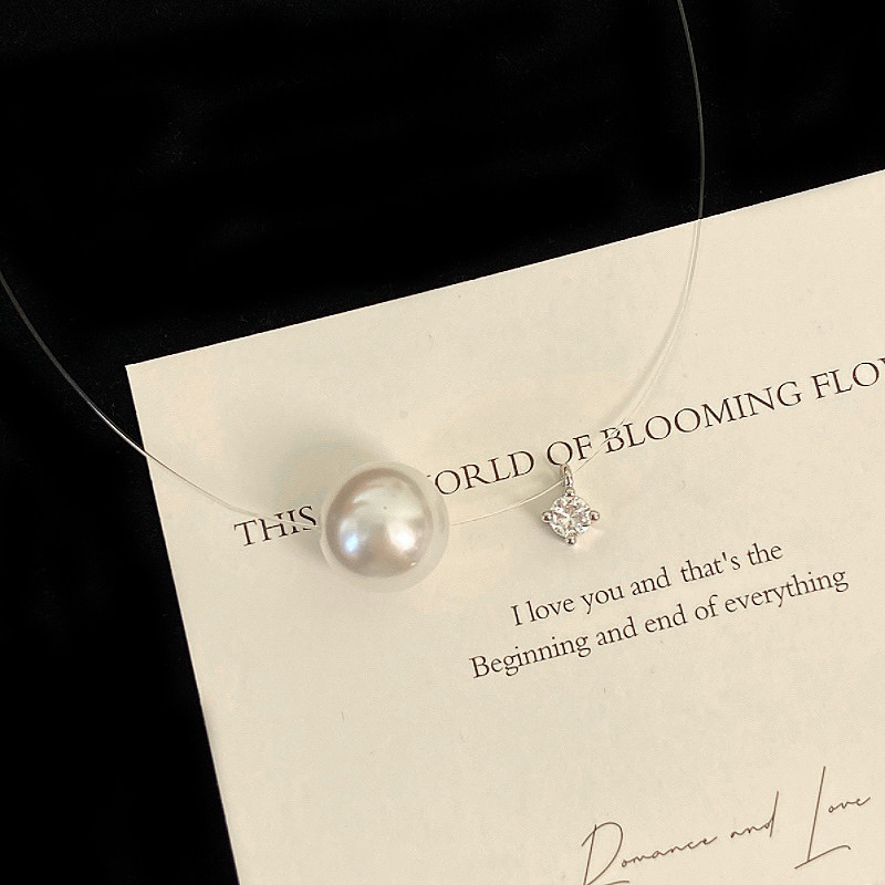 人鱼之泪施家珍珠锆石吊坠鱼线项链女简约设计感闪钻日常通勤项饰,淘宝优惠券,粉丝福利购,淘宝优惠卷