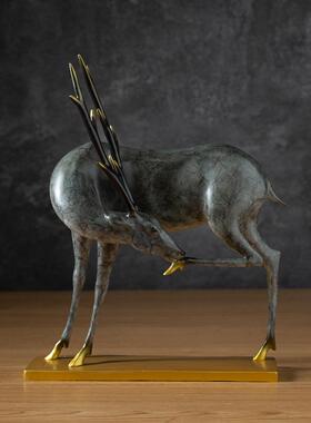 古铜官 铜鹿创意术摆件户玄关家居GTGML9装饰艺入品办桌乔迁公新