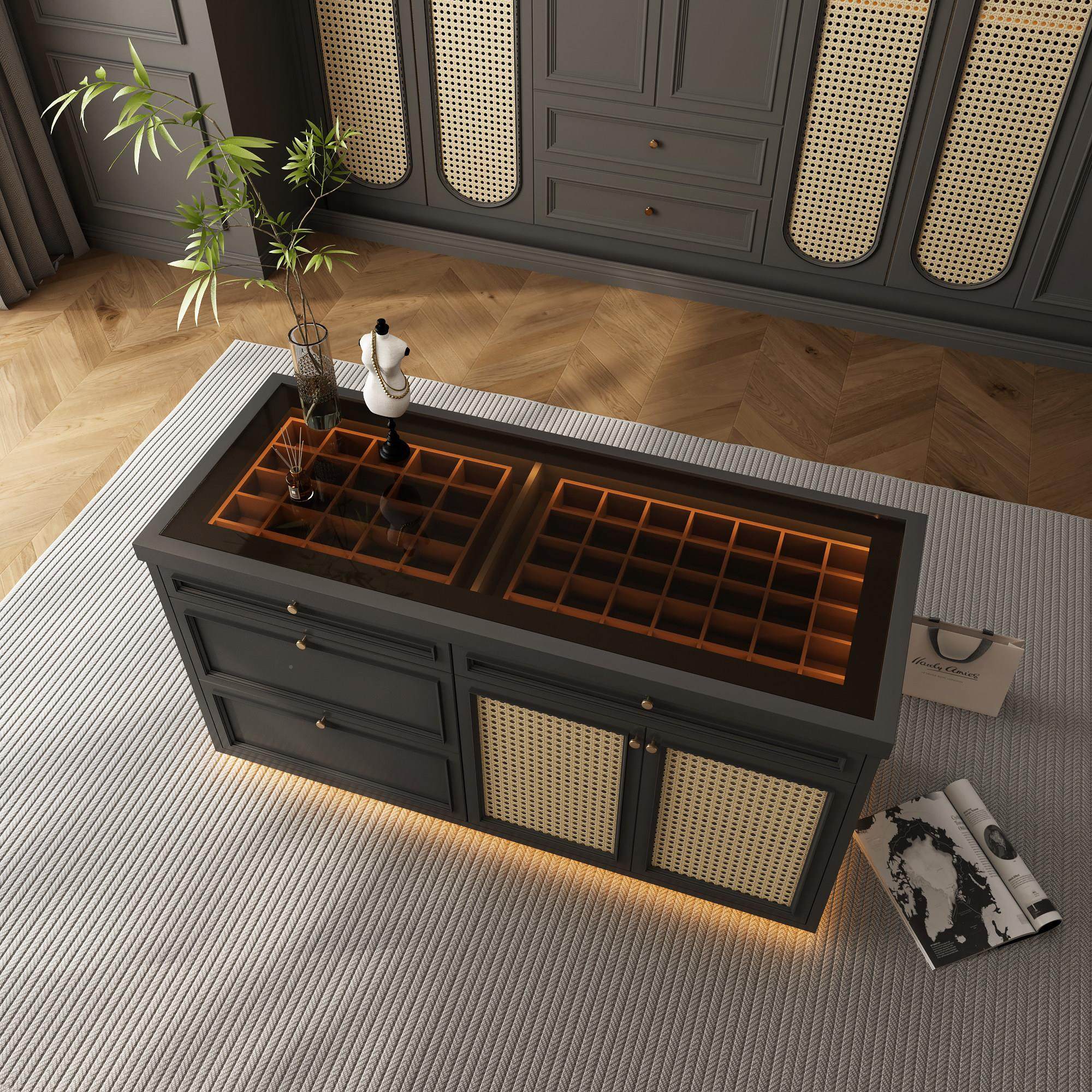 式复饰古衣024帽间中间法岛台珠侘宝首收纳展示柜寂中古风中岛柜,淘宝优惠券,粉丝福利购,淘宝优惠卷