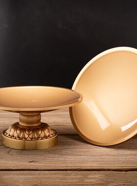 快速发货家用粉金纯铜水果y供盘观音托盘贡品果碟供碟供果盘