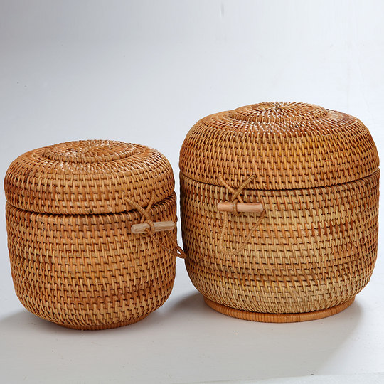 Sufa 7 cakes in rattan seven-box tea can, Pu'er tea bucket jewelry, jewelry cake storage bucket, Qiu Teng