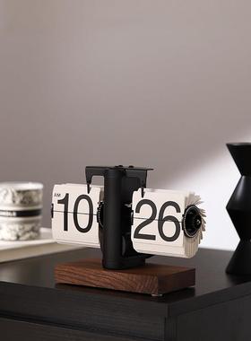 翻页时钟日历摆件轻奢小众高级感客厅电视柜酒柜意式极简风装饰品