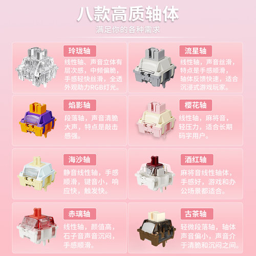佐赫ZH100喵喵队逻辑猫机械键盘无线客制化办公贪吃小猫七夕礼物 - 图2