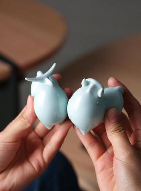 景德镇生肖牛陶瓷文创小摆件工艺品动物简约桌面雕塑家居饰品创意