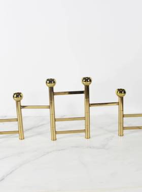 创意金银色折叠金属多头蜡烛台北欧现代摆件样板间软装饰品