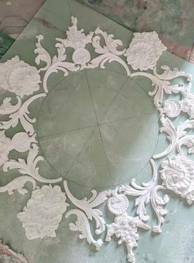 GRG灯盘灯圈角花石膏圆弧线条水波纹吊顶构件墙面欧式浮雕室内