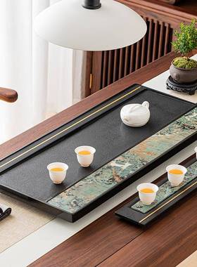 天然乌金石茶盘家用整块2024年新款茶具托盘轻奢现代中式石头茶台