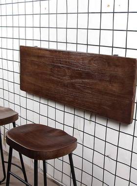 墙上折叠桌餐桌实木书桌靠墙桌墙壁电脑桌吧台板桌板壁挂简易新款