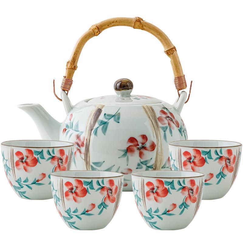 New hand-painted simple autumn language pastoral style teapot tea cup high temperature ceramic tea set tea cup men's tea making special