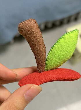 苹果梗发夹可爱毛绒立体