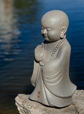 掬涵禅意沙弥小和尚创意人物玩偶治愈系家居玄关办公桌装饰小摆件