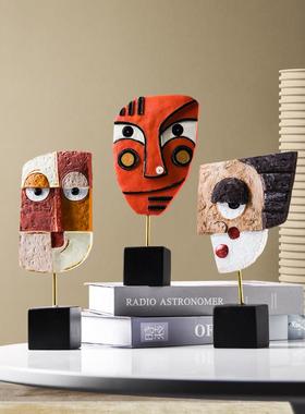 创意ins抽象艺术人脸摆件轻奢现代客厅电视酒柜办公室家居装饰品