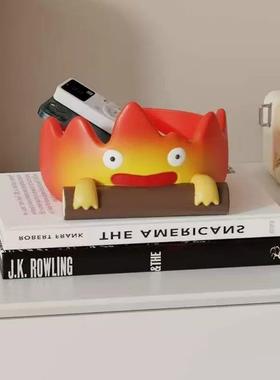 卡通卡西法火焰摆件宫崎骏动漫周边手办可爱玄关钥匙收纳盒大容量