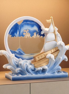 一帆风顺发财树流沙画玄关办公室摆件客厅酒柜装饰品乔迁新居礼品