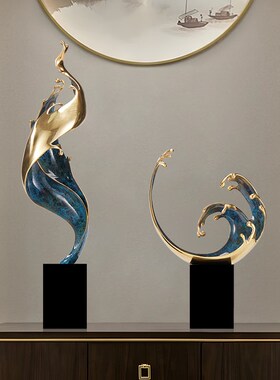 风生水起摆件轻奢高档客厅入户玄关柜领导办公室桌面装饰开业礼品