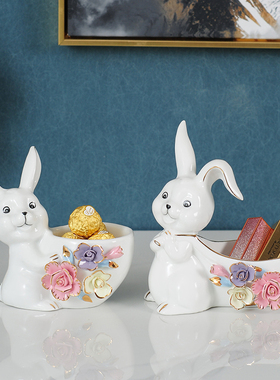 玄关门口鞋柜收纳摆件放钥匙创意家居客厅陶瓷现代简约装饰收纳盒