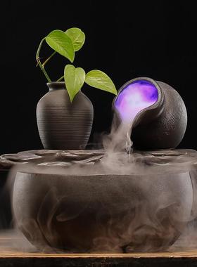 时来运转流水球生财风水轮鱼缸循环水车水景造景八方来财景观摆件