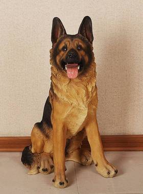 狗摆件客厅落地装饰彷真德牧招财创意树脂工艺品入户外狼狗看门狗