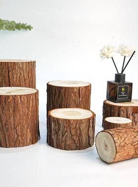 底座小木桩原木摆件木头拍摄道具装饰树桩幼儿园手工diy材料杉木