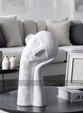 现简约北欧创意歪头托 托腮人物人像陶瓷工艺品摆件家居样板房饰