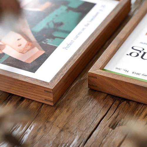 黑胡桃M裱画框空框装裱4K装饰相框定制十字绣裱框8K实木挂墙木质 - 图0