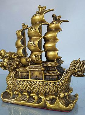 纯铜一帆风顺帆船摆件客厅办公室乔迁酒柜店铺开业装饰摆设工艺品