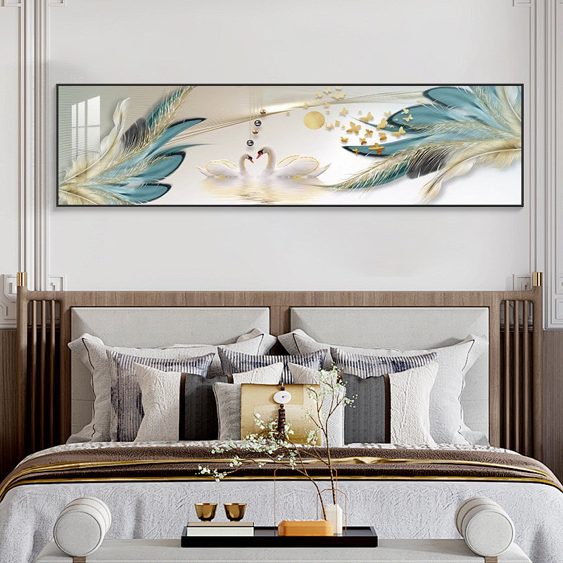 卧室装饰画床头挂画温馨福鹿墙画现代简约轻奢客厅主卧背景墙壁画