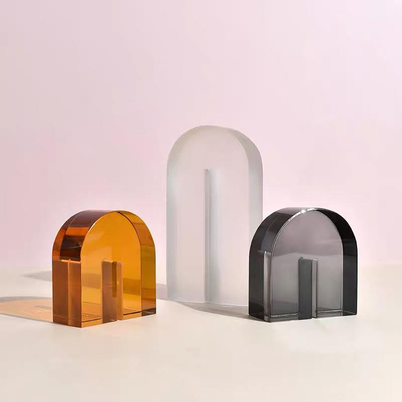 简约现代轻奢彩色水晶摆件创意拱形书档书柜客厅茶几书房软装饰品 - 图0