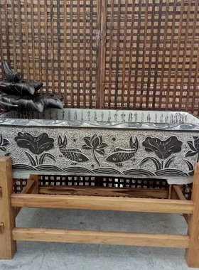 供应石雕鱼缸直销做旧仿古长方形青石鱼缸雕塑庭院荷花流水鱼缸