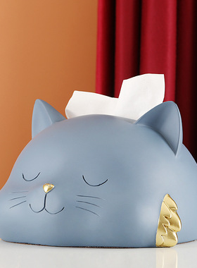 可爱猫书包纸巾盒创意摆件客厅装饰品书桌面收纳抽纸盒 公仔