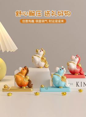 马上来财手机支架桌面摆件办公室工位2026马年吉祥物装饰年会礼物