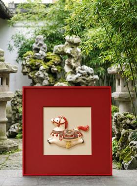 马到成功新年招财客厅装饰画新款高级感饭厅挂画玄关斗柜摆画家居