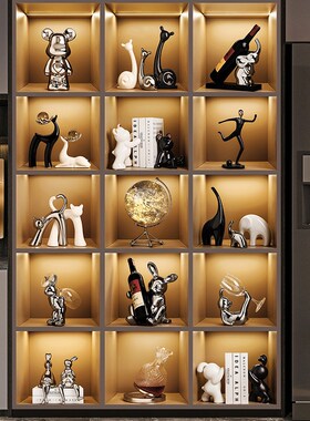 速发极简宇家员酒柜装饰品摆件航居创意客厅边柜餐边柜套装高级感