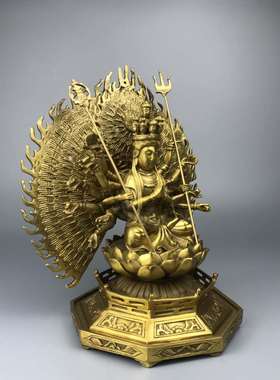 速发萨铜千手佛像千件黄铜摆眼观世音菩纯娘娘家用供养神