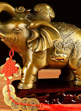 速发铜铜象摆件一对大象家居电视酒装办公室柜饰工艺品开业礼品