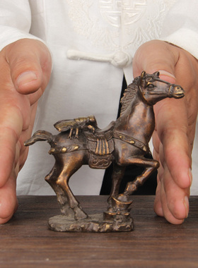 速发铜马上赢摆件 赢马摆件 铜铜摆件 摆马踏元上蝇铜件送铜钱