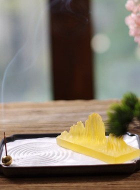 速发创意古法琉璃山峦形镇搁笔纸笔架线一插香物四用文房茶道摆件