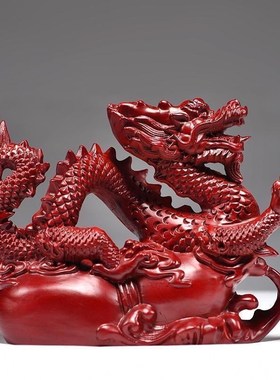 速发实木雕刻龙摆生大号红色艺龙件肖金龙家居客厅装饰工神品开业