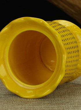 速发陶瓷供水杯 黄款莲花贡佛 仙家杯 杯家道家水杯 观音杯财神杯