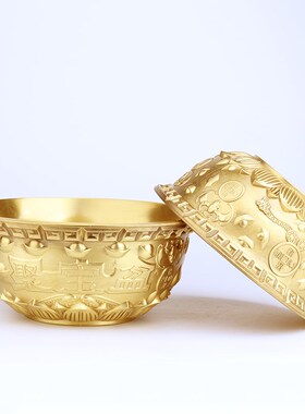 速发实心纯铜聚关台摆件铜香炉居家客厅聚財招財进宝店铺柜盆玄宝