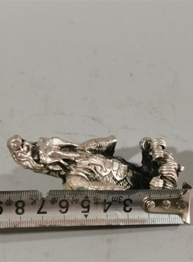 速发藏玩铜艺杂项收古 复古居家白铜卷尾鳄摆件家居工器品摆件